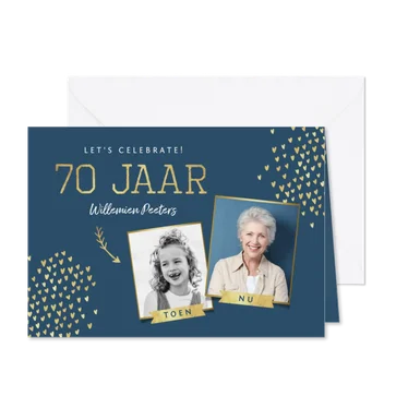 Uitnodiging 70 jaar stijlvol goud toen en nu